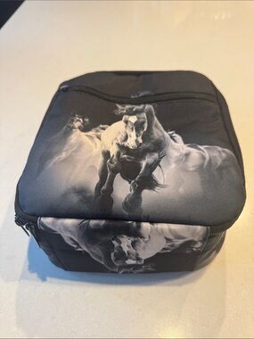 Kids Black Horse-Print Lunch Bag